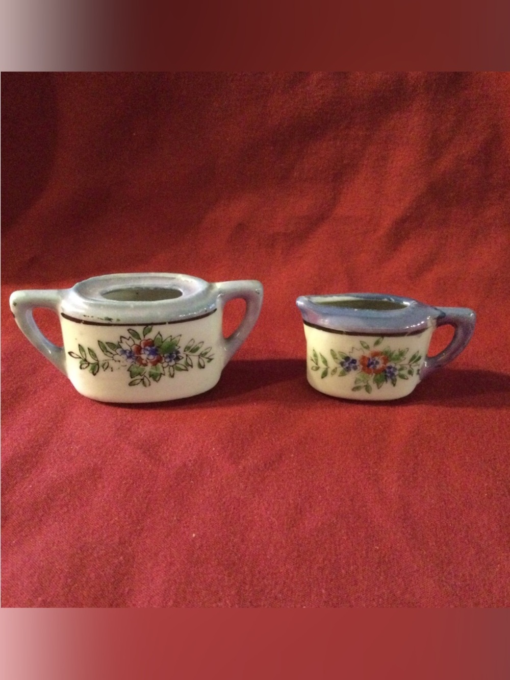 Vintage Blue Lustre Toy Creamer & Sugar